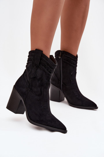 botas estilo coParaboy Feminino com salto cor preta Jessa 2