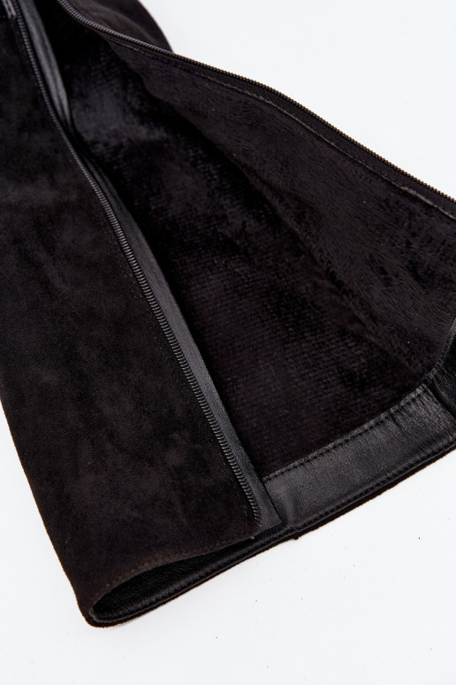 botas femininas com salto com fivelas douradas aquecimento cor preta Seraphine