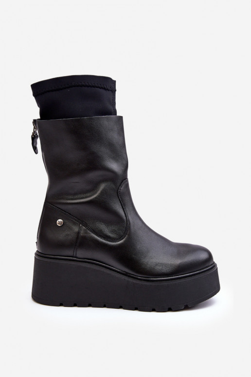 Botas femininas com uma plataforma Tem que serciejka A7161-01 cor preta Botas femininas com uma plataforma Tem que serciejka A7161-01 cor preta