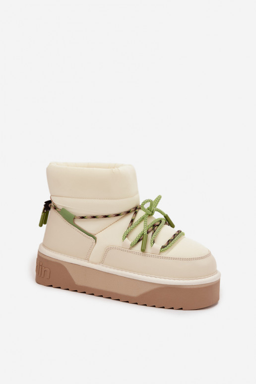 Botas de neve com uma plataforma D.Franklin DFSH371015 cor de marfim