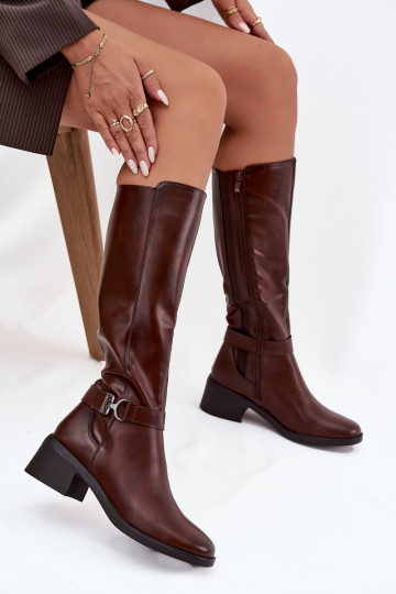 aquecimento botas femininas Klocke com alças Sergio Leone KZ25826 cor marrom