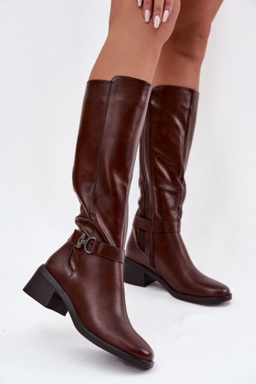 aquecimento botas femininas Klocke com alças Sergio Leone KZ25826 cor marrom 2