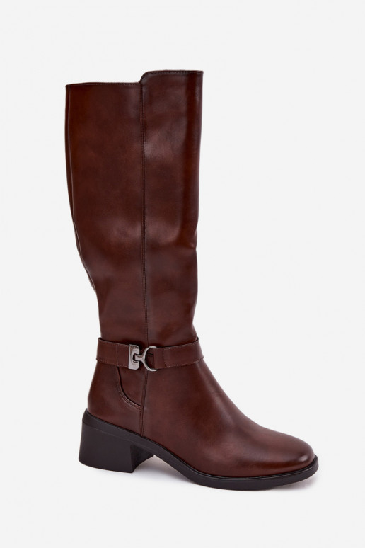 aquecimento botas femininas Klocke com alças Sergio Leone KZ25826 cor marrom aquecimento botas femininas Klocke com alças Sergio Leone KZ25826 cor marrom