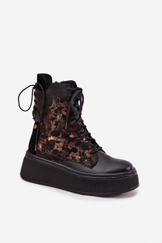 Pele Botas com uma plataforma Tem que serciejka 07086-01 cor preta Pele Botas com uma plataforma Tem que serciejka 07086-01 cor preta