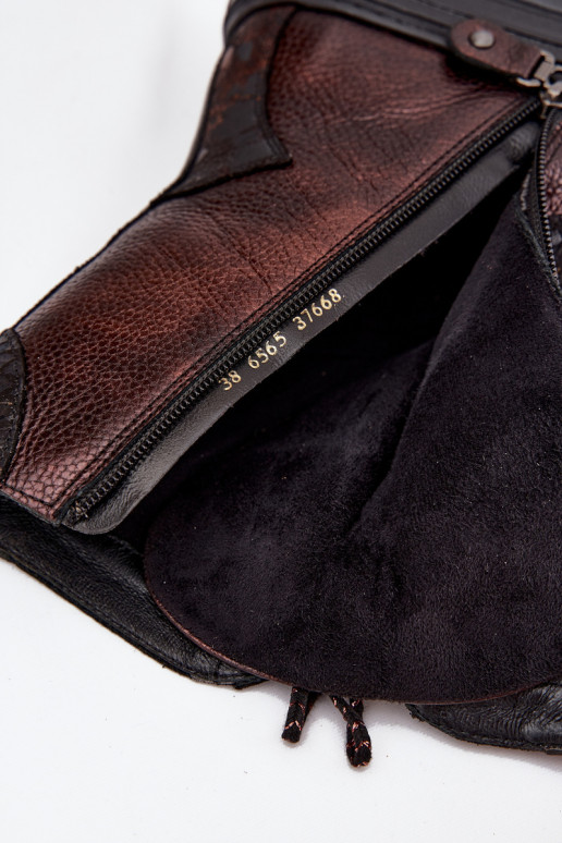 Pele Botas com uma plataforma aquecimento Tem que serciejka 06565-02 marrom-cor dourada