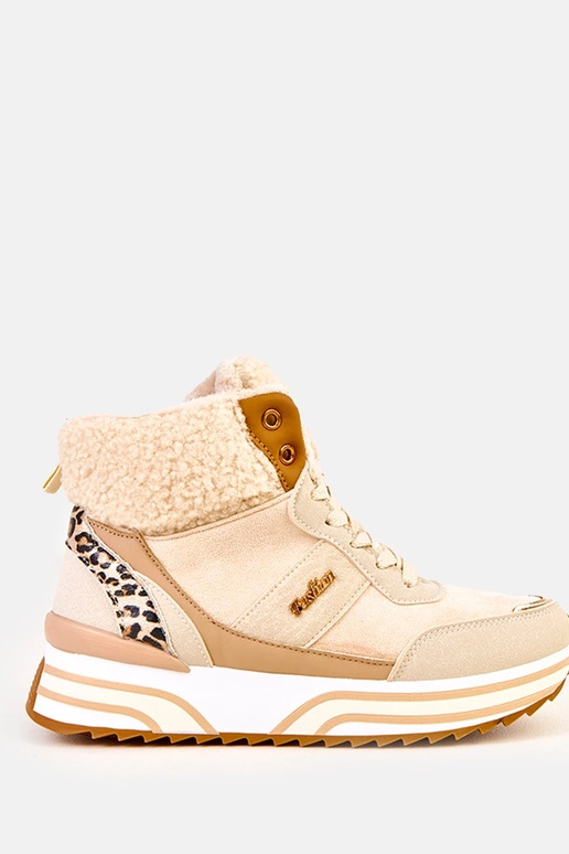 Tênis esportivos altos e quentes bege...