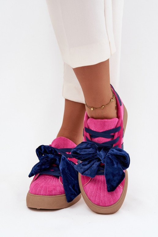 Sapatos femininos de estilo esportivo com laço de veludo, cor rosa, Ashlyn Sapatos femininos de estilo esportivo com laço de veludo, cor rosa, Ashlyn