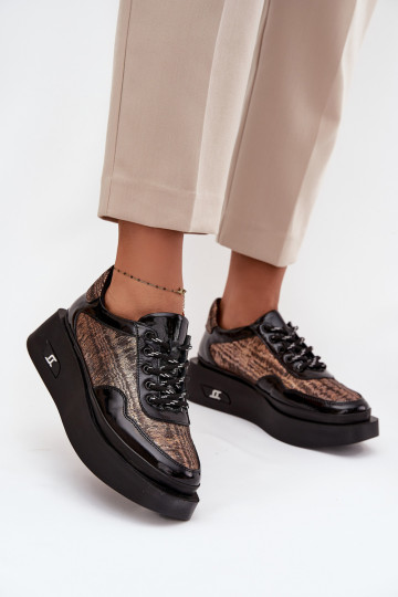 Pele Amarrar os sapatos Feminino com uma plataforma Artiker 57C2044 cor preta