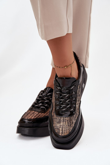 Pele Amarrar os sapatos Feminino com uma plataforma Artiker 57C2044 cor preta 2