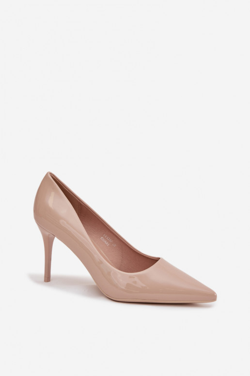 com efeito verniz Eko Pele sapatos de salto alto Feminino Ze Szpiczastymi Noskami bege Jadira com efeito verniz Eko Pele sapatos de salto alto Feminino Ze Szpiczastymi Noskami bege Jadira