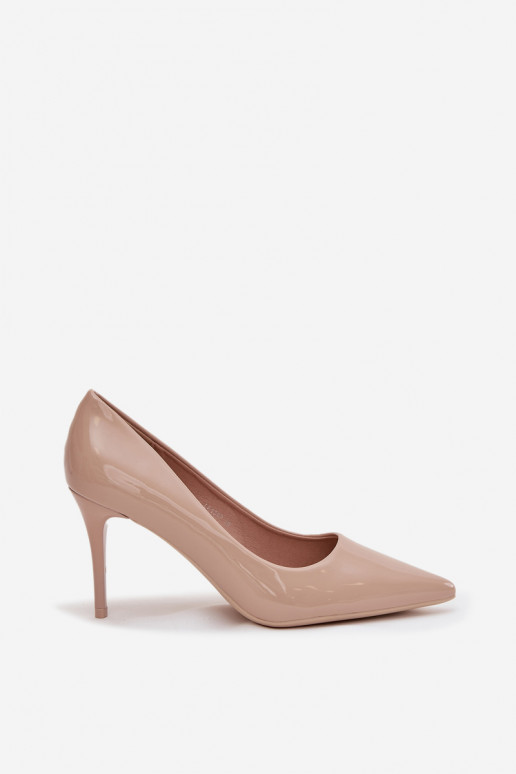 com efeito verniz Eko Pele sapatos de salto alto Feminino Ze Szpiczastymi Noskami bege Jadira com efeito verniz Eko Pele sapatos de salto alto Feminino Ze Szpiczastymi Noskami bege Jadira