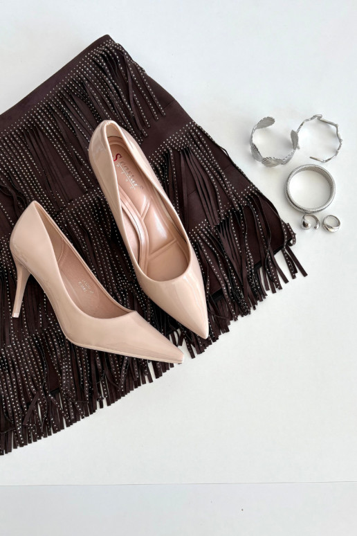 com efeito verniz Eko Pele sapatos de salto alto Feminino Ze Szpiczastymi Noskami bege Jadira com efeito verniz Eko Pele sapatos de salto alto Feminino Ze Szpiczastymi Noskami bege Jadira