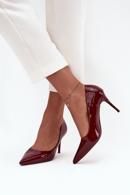 com efeito verniz Eko Pele sapatos de salto alto Feminino Ze Szpiczastymi Noskami Borgonha Jadira com efeito verniz Eko Pele sapatos de salto alto Feminino Ze Szpiczastymi Noskami Borgonha Jadira