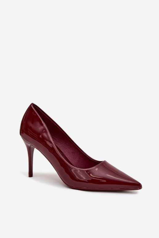 com efeito verniz Eko Pele sapatos de salto alto Feminino Ze Szpiczastymi Noskami Borgonha Jadira com efeito verniz Eko Pele sapatos de salto alto Feminino Ze Szpiczastymi Noskami Borgonha Jadira