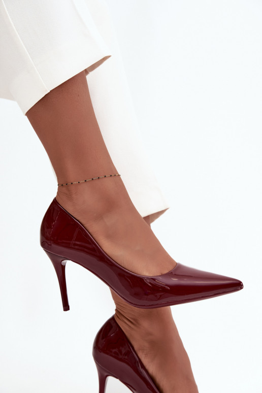 com efeito verniz Eko Pele sapatos de salto alto Feminino Ze Szpiczastymi Noskami Borgonha Jadira com efeito verniz Eko Pele sapatos de salto alto Feminino Ze Szpiczastymi Noskami Borgonha Jadira