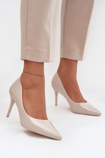 com efeito verniz Eko Pele sapatos de salto alto Feminino Ze Szpiczastymi Noskami cor de marfim Jadira 2