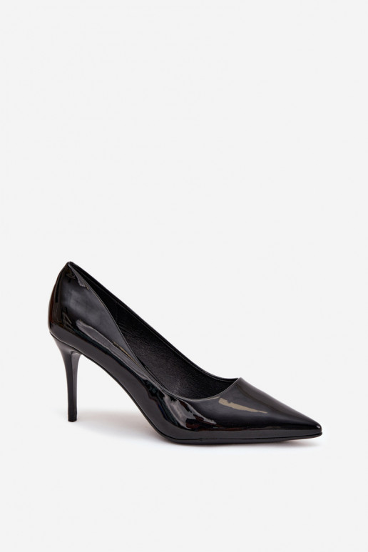 com efeito verniz Eko Pele sapatos de salto alto Feminino Ze Szpiczastymi Noskami cor preta Jadira com efeito verniz Eko Pele sapatos de salto alto Feminino Ze Szpiczastymi Noskami cor preta Jadira