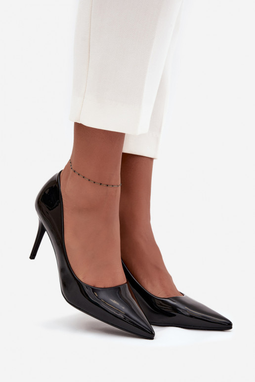 com efeito verniz Eko Pele sapatos de salto alto Feminino Ze Szpiczastymi Noskami cor preta Jadira com efeito verniz Eko Pele sapatos de salto alto Feminino Ze Szpiczastymi Noskami cor preta Jadira