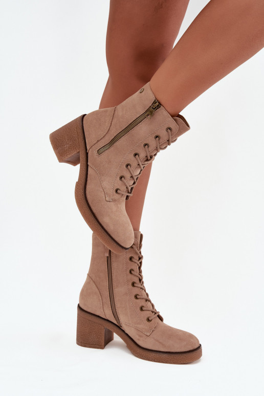 aquecimento Botas femininas Com uma renda e zíperesami bege Paressa