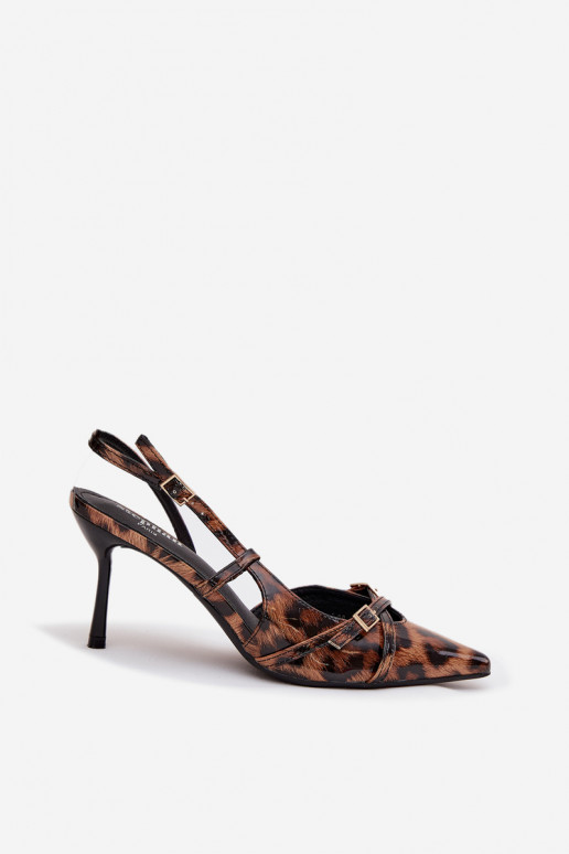 Sapato com salto aberto I Paseczkami com padrões de pele de leopardo cor marrom Ravira Sapato com salto aberto I Paseczkami com padrões de pele de leopardo cor marrom Ravira