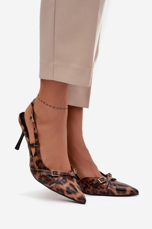 Sapato com salto aberto I Paseczkami com padrões de pele de leopardo cor marrom Ravira Sapato com salto aberto I Paseczkami com padrões de pele de leopardo cor marrom Ravira