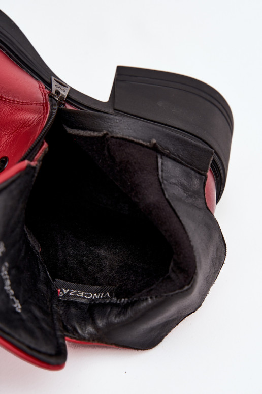 Botas femininas de couro natural Klocke aquecimento Vinceza 39950 cor vermelha