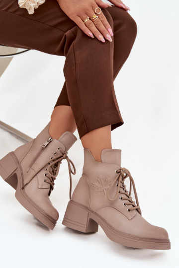 Botas femininas de couro natural Klocke aquecimento Vinceza 39950 bege