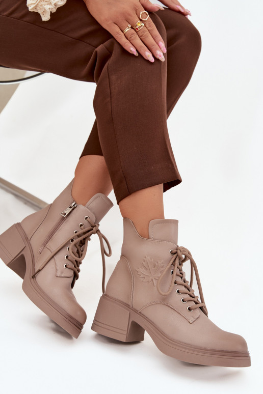 Botas femininas de couro natural Klocke aquecimento Vinceza 39950 bege