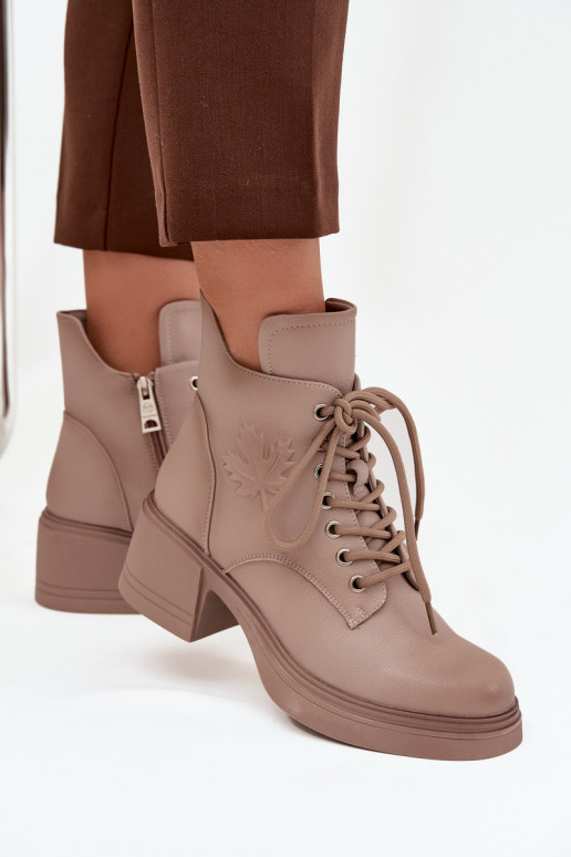 Botas femininas de couro natural Klocke aquecimento Vinceza 39950 bege