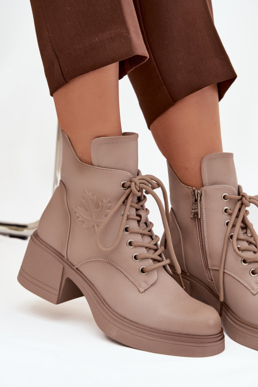 Botas femininas de couro natural Klocke aquecimento Vinceza 39950 bege