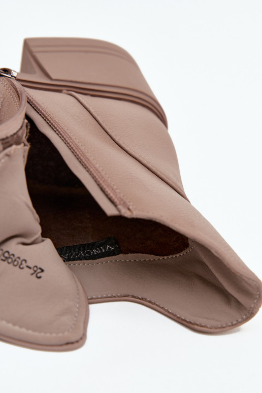 Botas femininas de couro natural Klocke aquecimento Vinceza 39950 bege