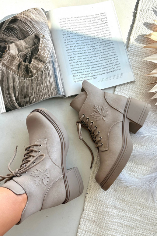 Botas femininas de couro natural Klocke aquecimento Vinceza 39950 bege