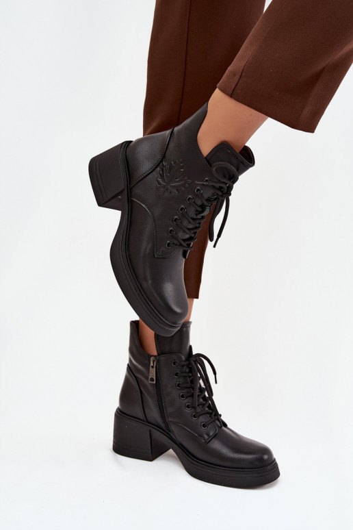 Botas femininas de couro natural Klocke aquecimento Vinceza 39950 cor preta