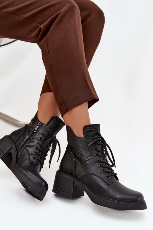 Botas femininas de couro natural Klocke aquecimento Vinceza 39950 cor preta