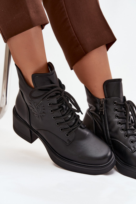 Botas femininas de couro natural Klocke aquecimento Vinceza 39950 cor preta