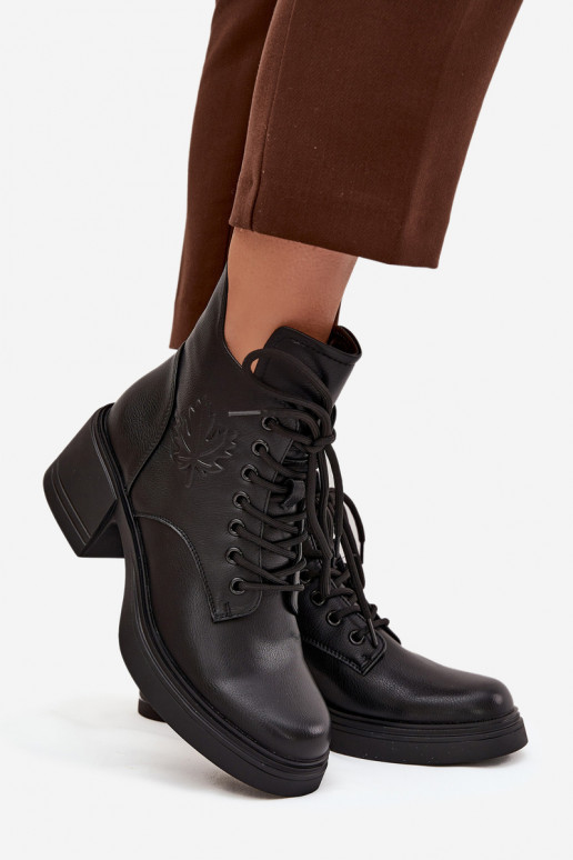 Botas femininas de couro natural Klocke aquecimento Vinceza 39950 cor preta