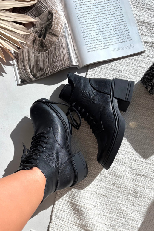 Botas femininas de couro natural Klocke aquecimento Vinceza 39950 cor preta