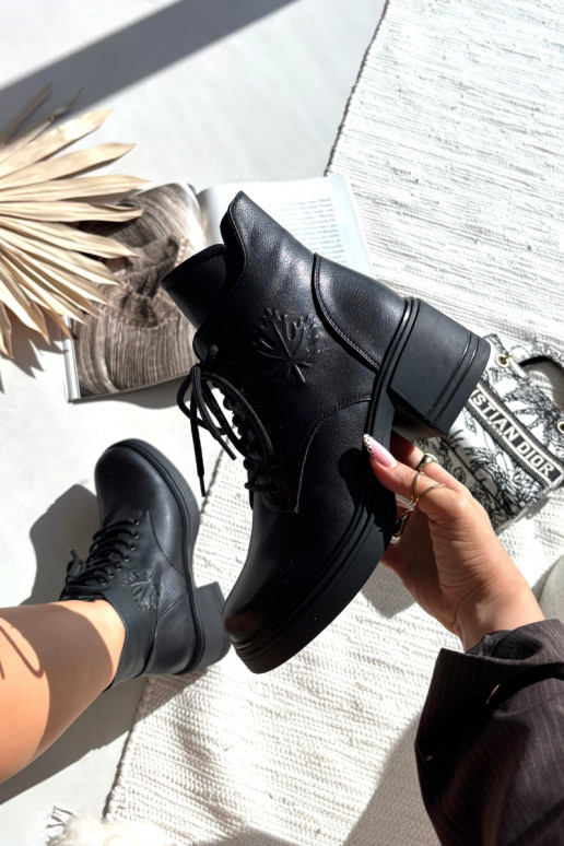 Botas femininas de couro natural Klocke aquecimento Vinceza 39950 cor preta