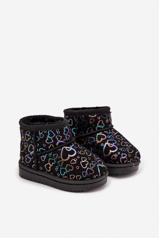 Botas de neve Infantil com corações cor preta Calivine