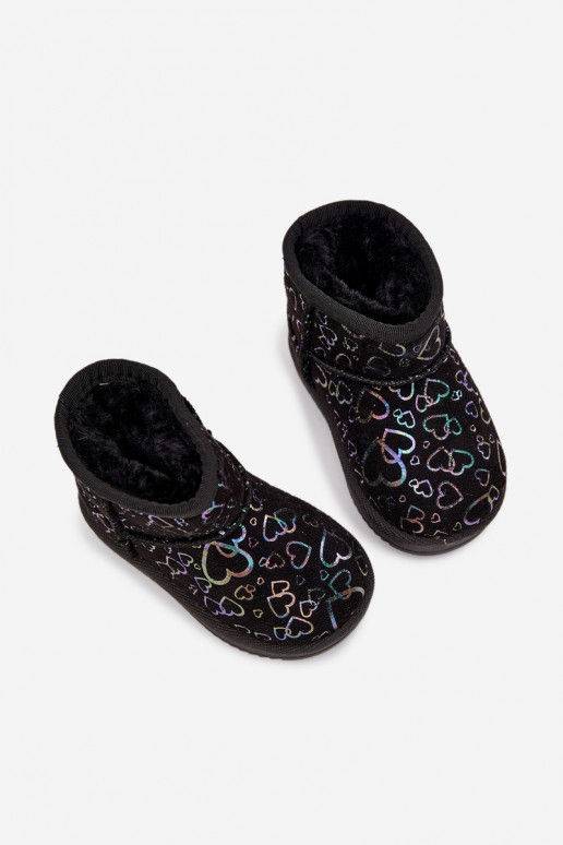 Botas de neve Infantil com corações cor preta Calivine