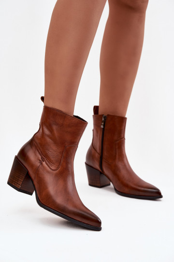 Pele botas estilo coParaboy Feminino com salto aquecimento Zazoo 60565 cor marrom 2