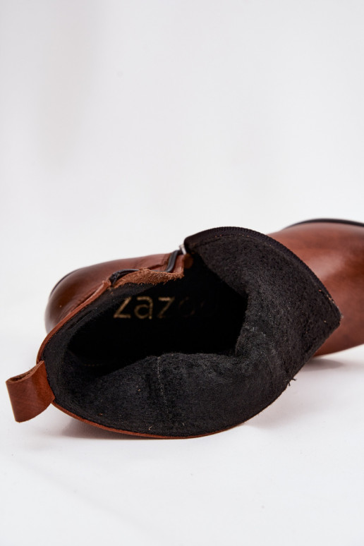 Pele botas estilo coParaboy Feminino com salto aquecimento Zazoo 60565 cor marrom