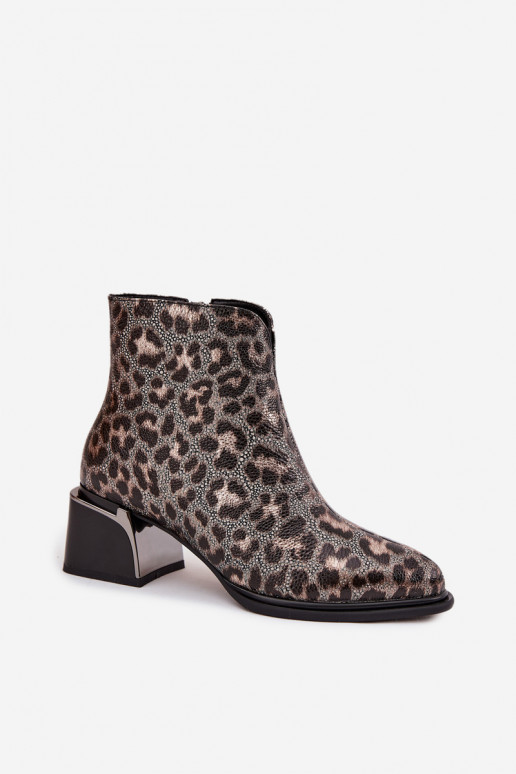 Pele Botas femininas Klocke aquecimento com padrões de pele de leopardo D&A CR52-622 Preto e-cor dourada