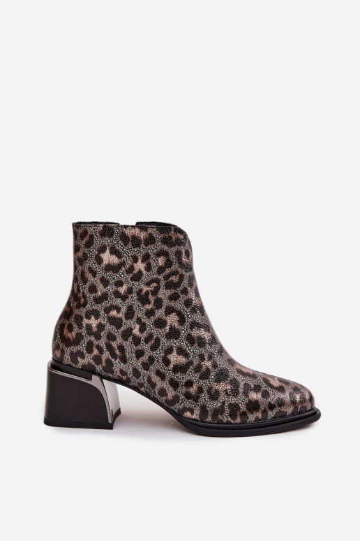 Pele Botas femininas Klocke aquecimento com padrões de pele de leopardo D&A CR52-622 Preto e-cor dourada