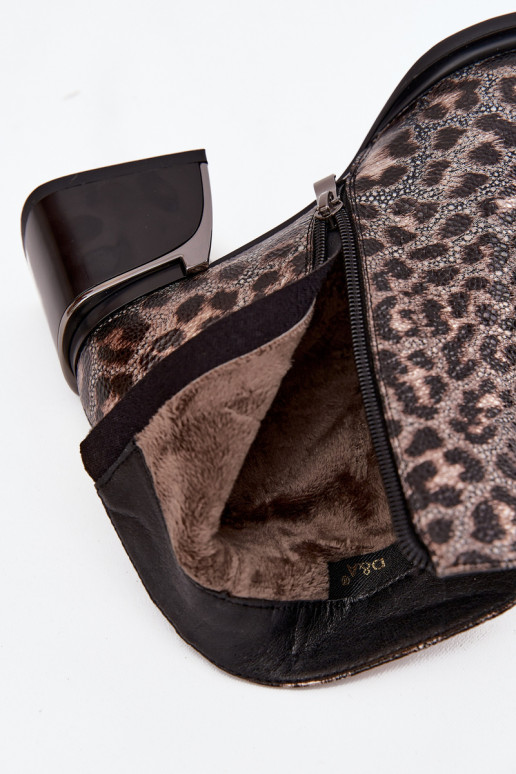 Pele Botas femininas Klocke aquecimento com padrões de pele de leopardo D&A CR52-622 Preto e-cor dourada