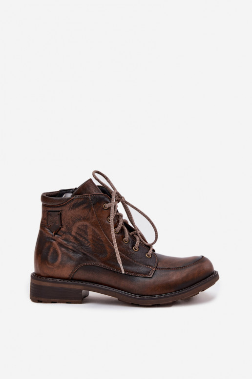 Botas femininasHabilitadoturalnej Skóry com salto largo Tem que serciejka 07063-02 cor marrom