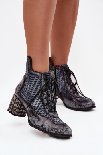 Botins femininos de couro Tai turiciejka 06989-03 na cor cinza 2