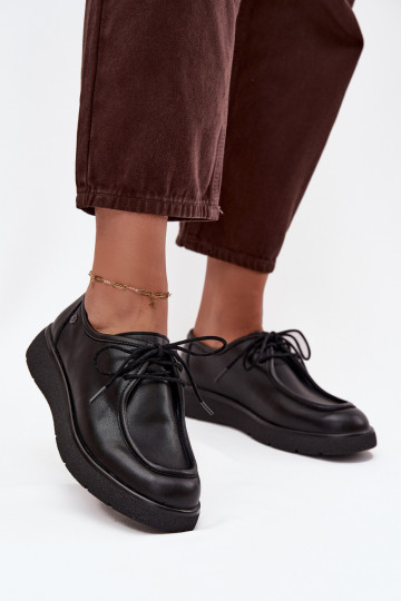 Sapatos femininos de couro Tai turiciejka K7189-01 na cor preta 2