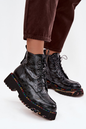 Botas femininas envernizadas de couro Artiker 57C0065 na cor cinza 2