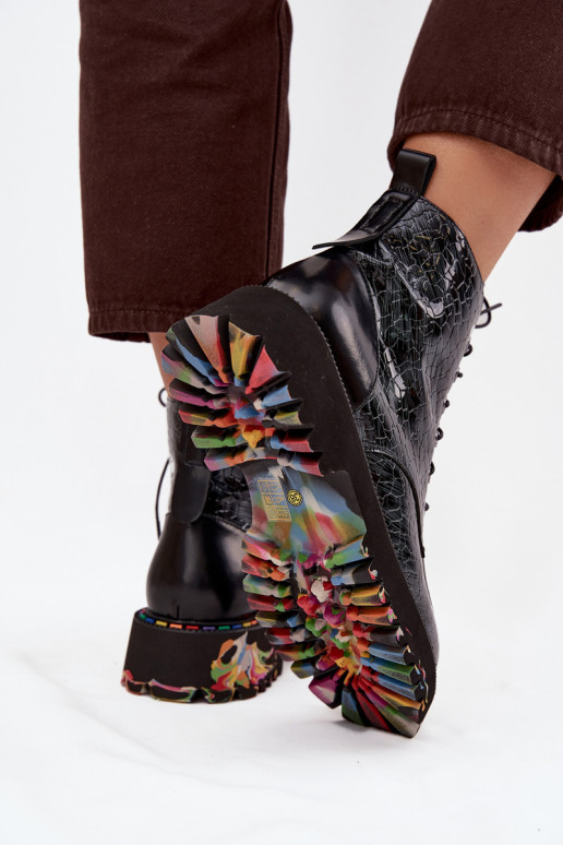 Pele com efeito verniz Botas femininas Artiker 57C0065 cor cinza